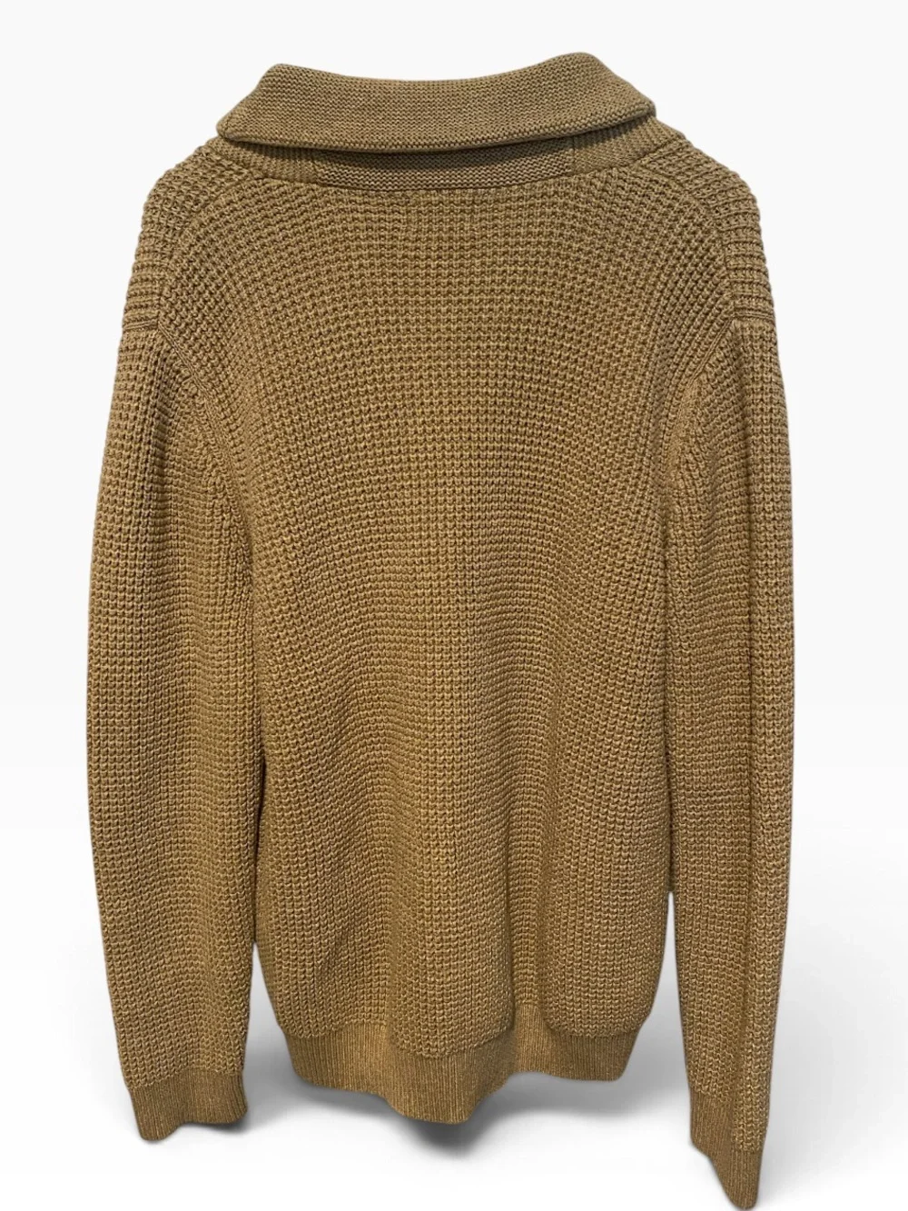 L.L BEAN MENS SZ LARGE SHAW COLLAR CARDIGAN SWEATER SZ LARGE ORGANIC COTTON